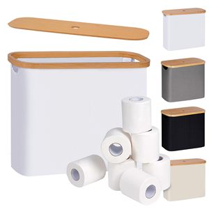 Organizador de Papel Higiénico al por Mayor con Tapa de Bambú, Cesta Plegable para Baño - Product Image 1