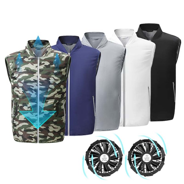 Summer Uv Protection Jacket Vest Outdoor Cooling Fan Jacket Air Conditioning Jacket With Two Fan Systems