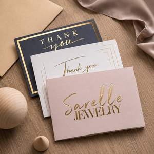 <b>Gold</b> Foil Stamping Paper Jewelry <b>Cards</b> Recyclable Thank You Insert Note for Small Business Boutique Stores Fast Dispatch - Product Image 1