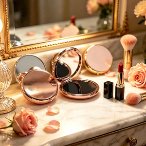 Custom Engraved Metal <b>Compact</b> <b>Mirror</b> with Double Sided Magnification, Luxury Travel Makeup Gift for Bridesmaids Corporate Events - Product Image 5