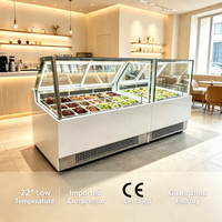 Vitrina Congeladora Curva de Vidrio para Helados, Mostrador Comercial para Gelato Duro