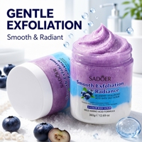 Scrub Badan Pengelupas Kulit Mati Blueberry, Melembapkan, Mencerahkan, dengan Garam Mandi
