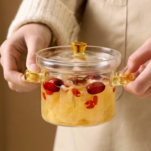 Ragoût en verre couvert, poêle en verre résistant à la chaleur et pot couvert, adapté aux pâtes, à la soupe, au lait, aux aliments pour bébés - Product Image 1