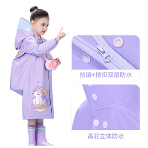 Oem Factory <strong>Wholesale</strong> Student Kids Rain Coats Boys Girls Cartoon Printed Zip EVA <strong>Raincoats</strong> for School Children - Product Image 2
