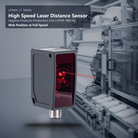 Capteur de déplacement laser ODS10 DTOF 1000Hz IP65 pour ligne de production de produits d'hygiène, positionnement sur bande à pleine vitesse, service OEM ODM