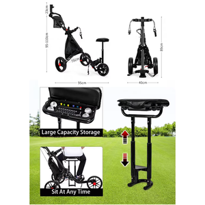 Chariot de sac de golf pliable avec support de téléphone/porte-gobelet/parapluie Chariots de golf compacts Chariot de golf à pliage rapide Chariots de poussée avec grand - Product Image 2