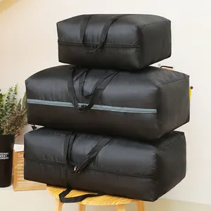 काले ऑक्सफोर्ड कपड़ा निविड़ अंधकार चलती बैग बड़ी क्षमता ठोस रंग के कपड़े रजाई thickened जिपर पैकिंग बैग थोक