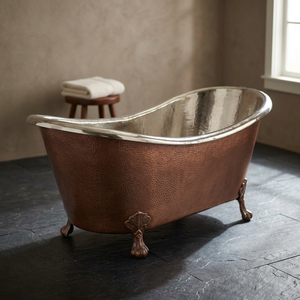 Freestanding Luxury Copper Claw Foot <b>Bathtub</b> Oval Soaking Tub Hammered Finish Bathroom Spa Bath Indian Home Crafts Adults - Product Image 3