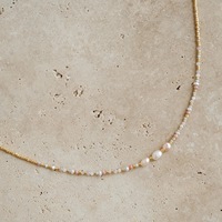 Collier empilable chic style bohème en acier inoxydable avec perles baroques d'eau douce et coquillages pour femme