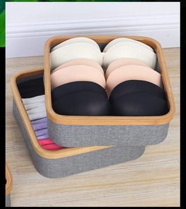 3 Divider Fabric <strong>Storage</strong> Box Square Underwear Organizer for Socks <strong>Lingerie</strong> Handkerchiefs and Ties for Drawer Organizing - Product Image 3