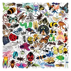 100Pcs Geen Herhaling Insecten Bijen Vliegende Vlinders Rups Cartoon Sticker 3d Voor Kinderen Cadeau 2022 Creatief Stickerpakket