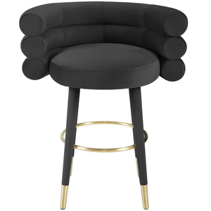 Taburete de bar y mostrador Jackson Velvet de acero inoxidable dorado, con asiento de tela. Taburete alto duradero para bar en casa y comedor. - Product Image 4