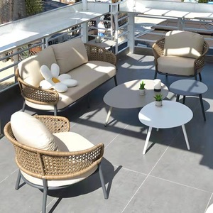 Conjunto de Muebles de Jardín en Oferta, Conjunto de Sofás de Aluminio y Cuerda para Exteriores, Sofá Seccional para Terraza - Product Image 2