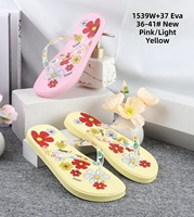 Vente en gros usine – Tongs ouvertes en EVA pour femmes, antidérapantes, anti-odeur, imprimées couleurs mélangées, printemps-été
