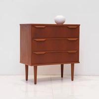 Commode haute et étroite en teck, style rétro, à 3 tiroirs, de luxe, pour chambre et salle à manger, meuble de rangement et d'appoint de chevet