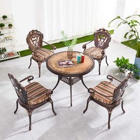 Ensemble table et chaises de jardin en métal Mobilier d'extérieur Patio Table ronde en fonte d'aluminium Chaises