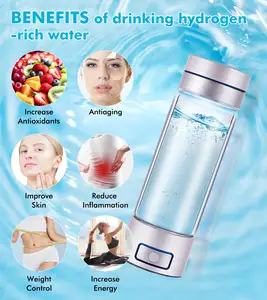 Botella de agua de hidrógeno Ur-health, botella de agua de hidrógeno con tecnología SPE de vidrio, 260Ml