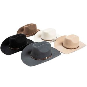 Western Sombrero Rolled Brim Fedora Hats Unisex Casual Travel Fishing Wholesale 2023 Wool Cowboy Hats for Adult - Product Image 2