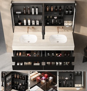 <b>Light</b> luxury rock slab seamless ceramic basin hot bending integrated basin intelligent <b>mirror</b> wall hanging bathroom cabinet - Product Image 4