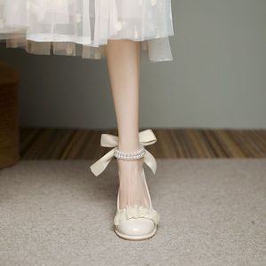 Zapatos de Novia Mary Jane de Tacón Alto con Diseño de Tiras Cruzadas al Estilo Francés Retro, de Cuero Premium, Novedad de Otoño-Verano - Product Image 4