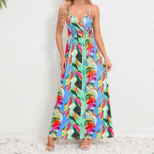 Wholesale OEM Custom Logo Floral Maxi <b>Dress</b> for Women Bodycon Elegant Casual Natural Waistline 100% Polyester - Product Image 1