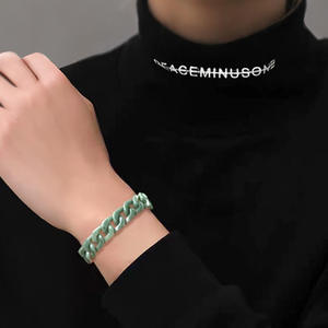 กำไลหยกแท้ธรรมชาติแบบ Cuban Chain สไตล์ฮิปฮอป ดีไซน์โดดเด่น สายหยกถักแบบ Hand Strings ขายส่ง GB01/GB02/GB03 - Product Image 5