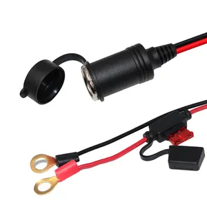 6ft 12v car cigarette lighter male plug power extension cable 5A 10A fuse with o ring terminal connector lead