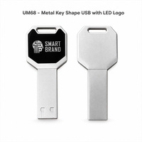 Memoria USB 2.0 de Lujo con Forma de Llave UM68, Nueva Memoria USB Metálica con Logotipo de Marca Personalizado con Láser LED, Retención de Datos de 10 Años, CE OHs