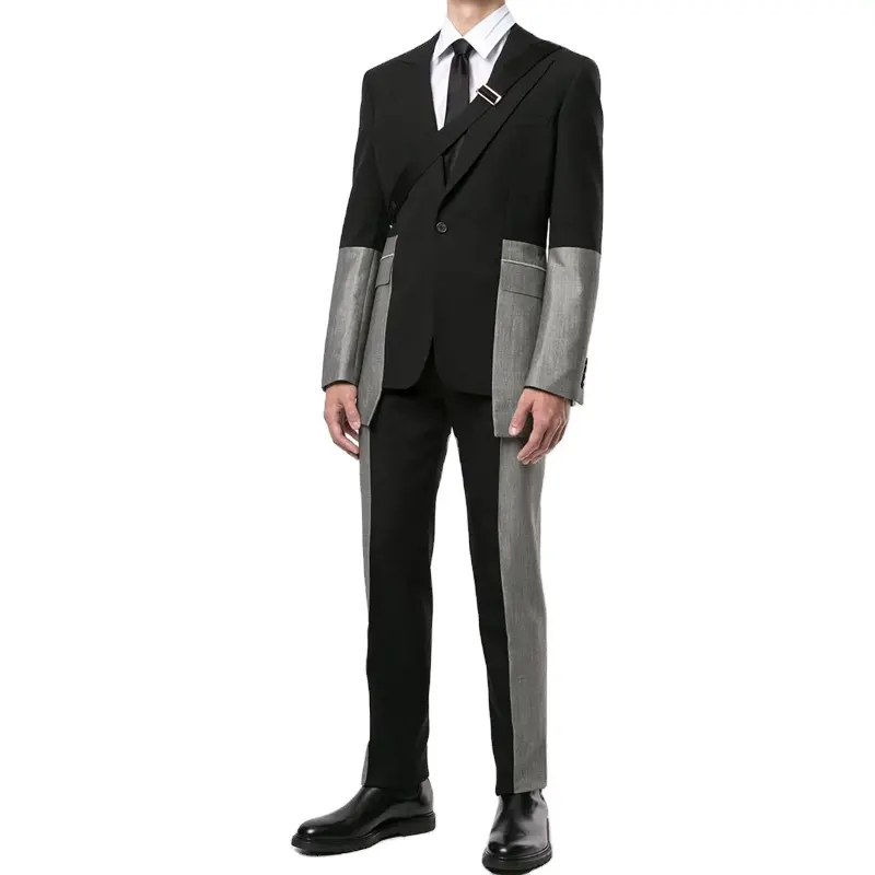 OEM Long Sleeve Two Tone Color Block Suit Jacket Blazer Men