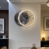 Cetak HD Kustom Dekorasi Rumah Seni Dinding Ruang Tamu Abstrak Modular Laris Manis Jam Lukisan Porselen Kristal LED Bulan Kreatif