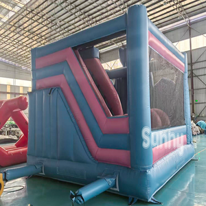 Castillo Inflable Comercial de Juguete con Diseño de Personajes de Dibujos Animados, Castillo Hinchable Azul para Niños con Tobogán y Zona de Salto - Product Image 4