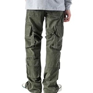 Custom Men Streetwear Hip Hop Stacked Pants Wholesale 3D Pocket High Quality Men Cargo Pants