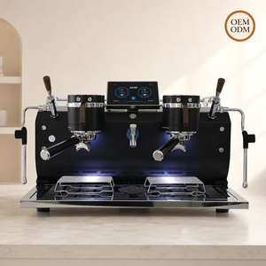 Machine à expresso professionnelle double chaudière 7 L, écran tactile 7 pouces, 5600 W, noire, AT2-2 pour cafés, deux groupes avec commandes à palette - Product Image 1
