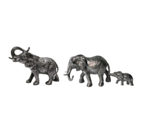 Statue famille d'éléphant en métal, 4 pouces - Product Image 1