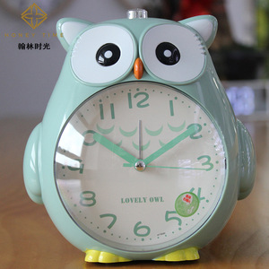 Lindo búho de dibujos animados doble música despertador para niños y estudiantes mesita de noche silencioso segundo barrido luz nocturna reloj despertador - Product Image 1