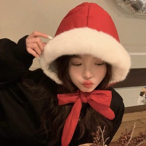 Red Riding Hood Winter <b>Hat</b> With Bow Ear Protection Windproof Cotton Beige Light <b>Khaki</b> Dark <b>Khaki</b> Gray Red Black 56-58Cm Female - Product Image 2