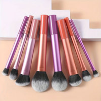Ensemble de 8 pinceaux de maquillage pour le visage multicolores, fabriqués en nylon écologique, utilisés pour appliquer le fond de teint, la poudre libre et le blush