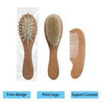 Brosse en poils de chèvre douce pour bébé nouveau-né en bois naturel écologique ensemble de peignes en poils de bois brosse à cheveux en laine de bois