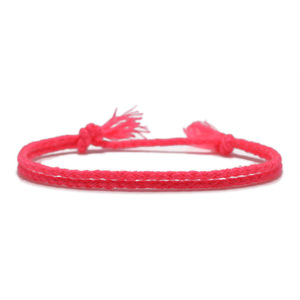 Braccialetto di corda di <span class=keywords><strong>cotone</strong></span> semplice tessuto fatto a mano in puro colore nappa bracciale regolabile per gli uomini delle donne - Product Image 3
