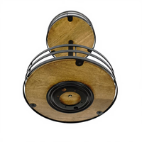 Étagère de rangement de cuisine moderne, ronde, en bois, à double niveau, non pliable, durable, rotative, pour épices, condiments, vaisselle, portable