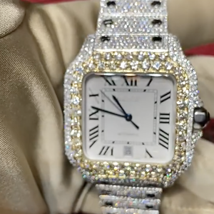 Super Shiny Premium VVS Iced Out Handset White Moissanite Diamond Bezel orologio personalizzato per uomo e donna - Product Image 5