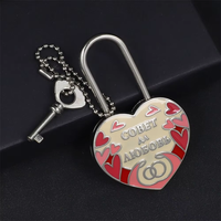 Ensemble de cadenas en forme de cœur avec clé assortie, finition émaillée, pour cadeaux romantiques et souvenirs de mariage