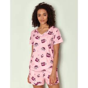 Ensemble de pyjama en viscose de bambou personnalisé pour femmes, haut à manches courtes et short, vêtements de nuit confortables et légers, vêtements de détente - Product Image 4