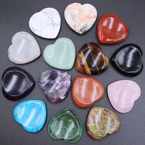 Wholesale Amethyst Heart Palm Pocket Healing Energy Worry Stone Engraved Crystal Thumb Gemstone For Decoration