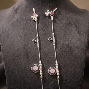 Chevillères tendance pour femmes en argent avec design Payal et serti circulaire par Dviti Jewels pour toutes les occasions - Product Image 2