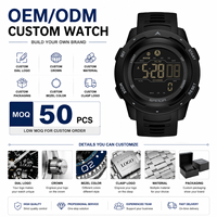Montre de sport numérique pour homme avec logo personnalisé, podomètre, compteur de calories, étanche, résistante aux chocs, montre-bracelet LED, alarme, chronomètre, OEM ODM