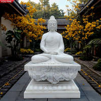 Statue extérieure en marbre de Bouddha grandeur nature blanc en pierre naturelle à vendre