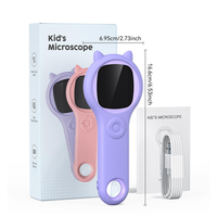 Mini Digital Kids Microscope 500X Magnifier 2MP 2 Inch LCD Screen LED Light Rechargeable Battery Portable STEM Learning Science
