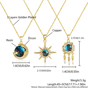 ใหม่มาถึง18พันทองชุบทองเหลืองโซ่ดาวดาวสร้อยคอแฟชั่นCubic Z Irconiaเรซิ่นพู่สร้อยคอสําหรับผู้หญิง - Product Image 6