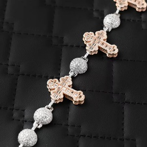 Bracelet en argent sterling 925 avec maillons en croix et diamants Moissanite taille baguette qualité VVS, style cubain, chaîne fine et bracelets Hip Hop - Product Image 4